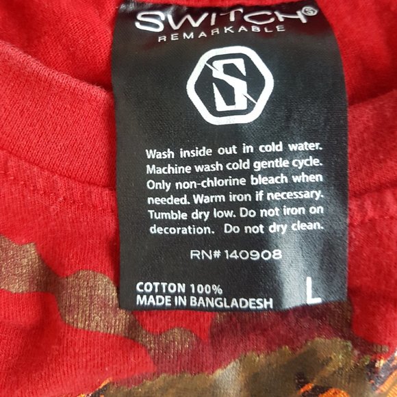 Switch Red Ribbed Rhinestone Short Sleeve Orange Circus Tiger Animalcore Top♥️ - Picture 7 of 9